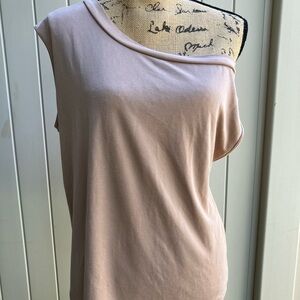 Elan slouchy off shoulder tank tee beige medium